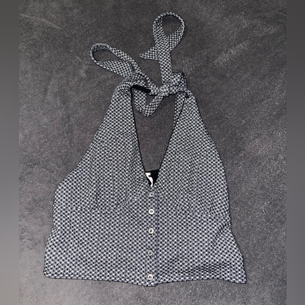EUC Free People Picnic button halter crop top
